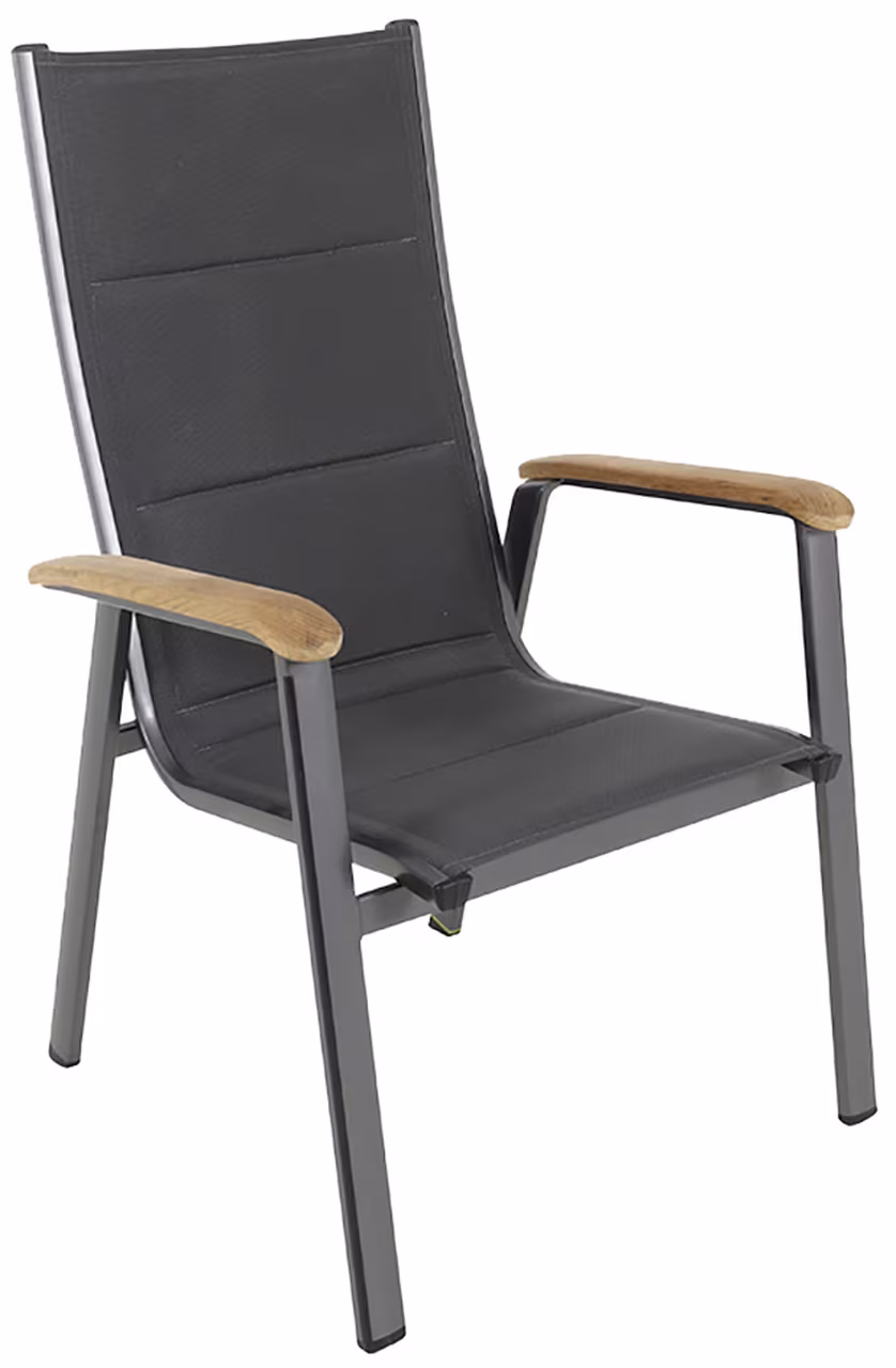 Stapelsessel Renovo eisengrau mit Teakarmlehnen