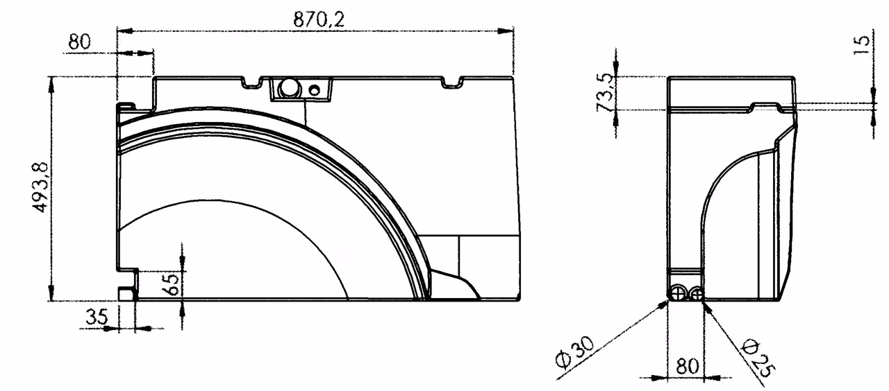 T5/T6 Radkastentank Frischwassertank 65 l