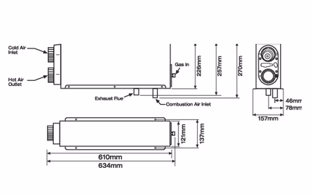 Heizung 2000 W - Gas-u. Elektroheizung