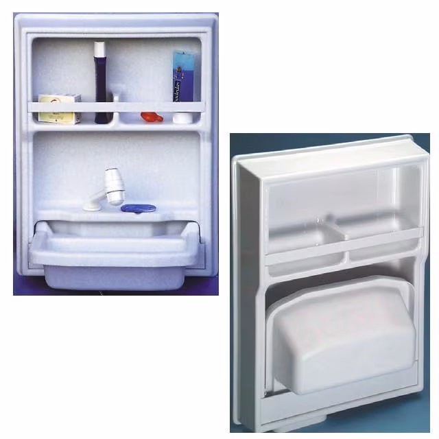 Klappwaschbecken mit Rückwand