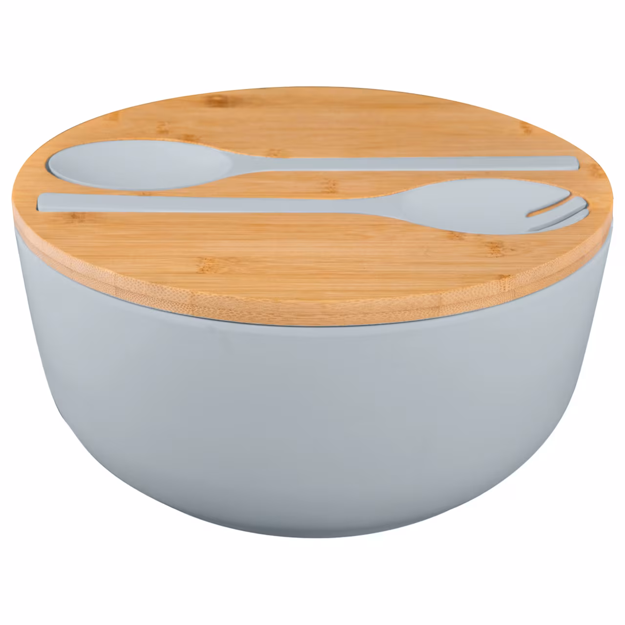 Salatschüssel 4-teilig d25 cm mit Besteck und Bambusdeckel
