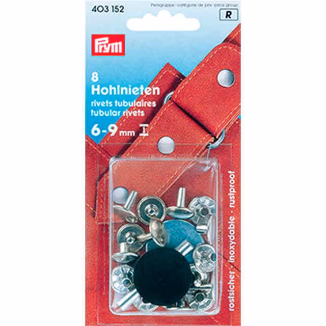 Hohlnieten 6-9 mm silberfarbig